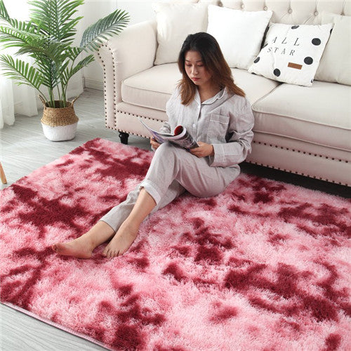European long hair fashion bedroom carpet bay window bedside mat washable personality blanket Gradient color living room rug