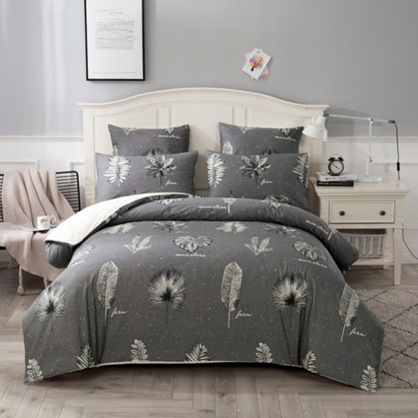 4/7pcs quilt cover sheet pillow comforter bedding set cotton euro pastel double side solid and flower printed bed set
