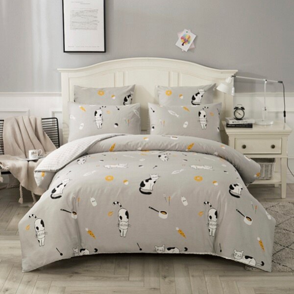 4/7pcs quilt cover sheet pillow comforter bedding set cotton euro pastel double side solid and flower printed bed set