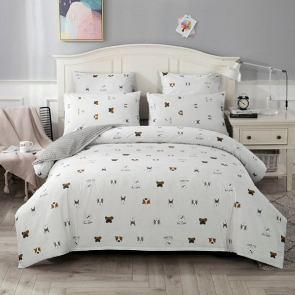 4/7pcs quilt cover sheet pillow comforter bedding set cotton euro pastel double side solid and flower printed bed set