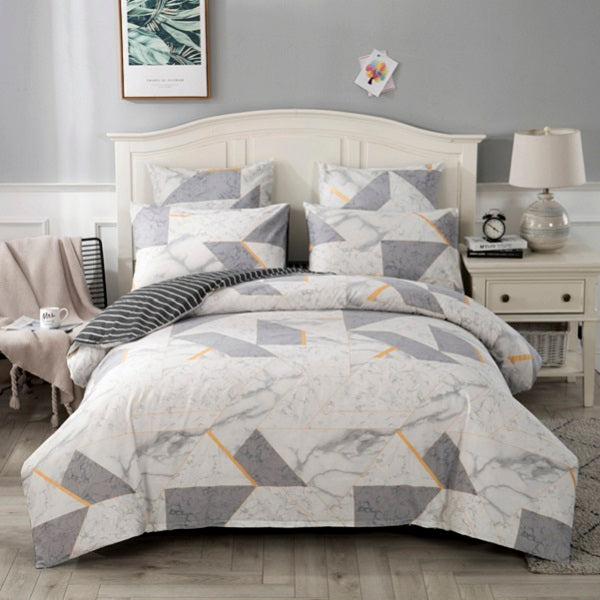4/7pcs quilt cover sheet pillow comforter bedding set cotton euro pastel double side solid and flower printed bed set