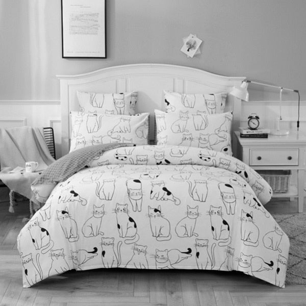 4/7pcs quilt cover sheet pillow comforter bedding set cotton euro pastel double side solid and flower printed bed set