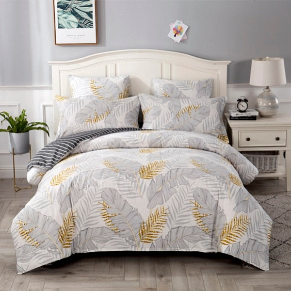 4/7pcs quilt cover sheet pillow comforter bedding set cotton euro pastel double side solid and flower printed bed set