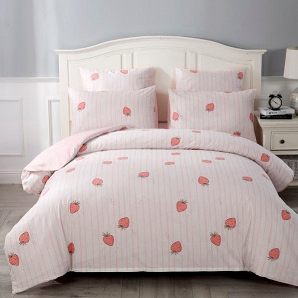4/7pcs quilt cover sheet pillow comforter bedding set cotton euro pastel double side solid and flower printed bed set