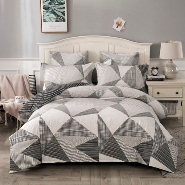 4/7pcs quilt cover sheet pillow comforter bedding set cotton euro pastel double side solid and flower printed bed set