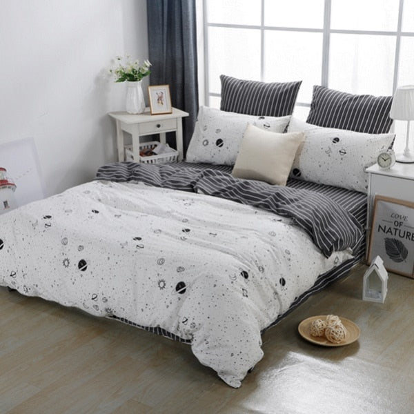 4/7pcs quilt cover sheet pillow comforter bedding set cotton euro pastel double side solid and flower printed bed set