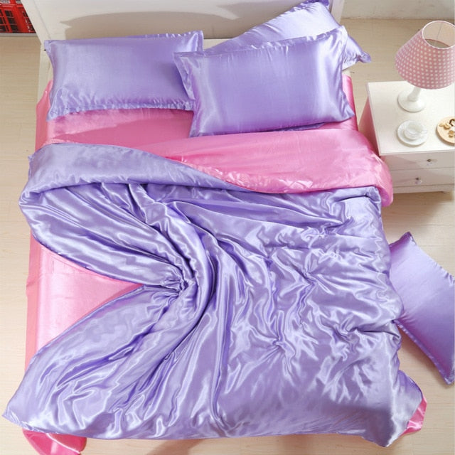 White Black Bedding Sets King Double Size Satin Silk Summer Used Single Bed Linen China Luxury Bedding Kit Duvet Cover Set