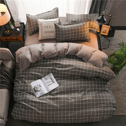 2019 summer bedding set green duvet cover bed set geometric flat sheet reindeer bedclothes 4pcs bed linenset Nordic home textile