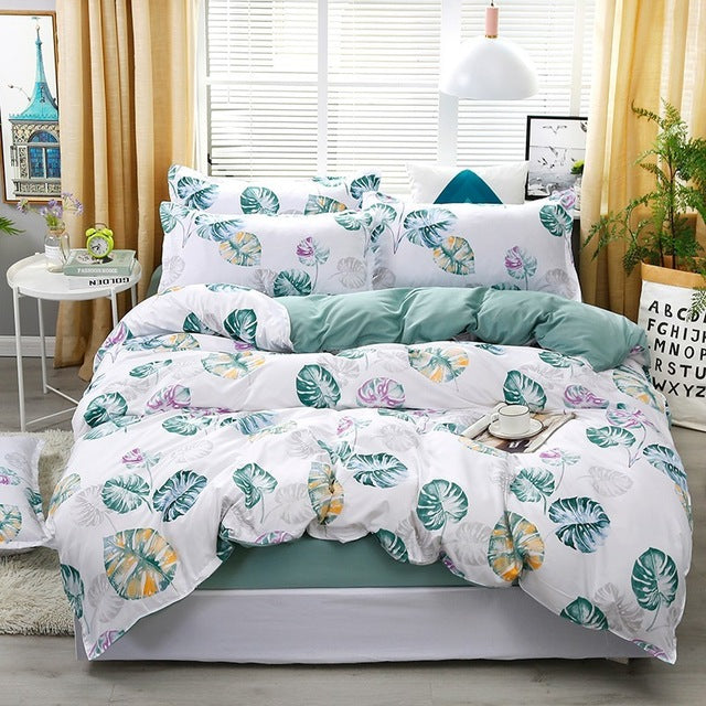 Solstice Cartoon green Printing cat head Children/kid Bedding Sets Duvet Cover Bed Sheet Pillowcase Bed Cover Linens Bedclothes