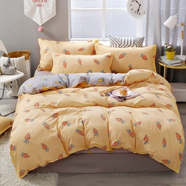Solstice Cartoon green Printing cat head Children/kid Bedding Sets Duvet Cover Bed Sheet Pillowcase Bed Cover Linens Bedclothes