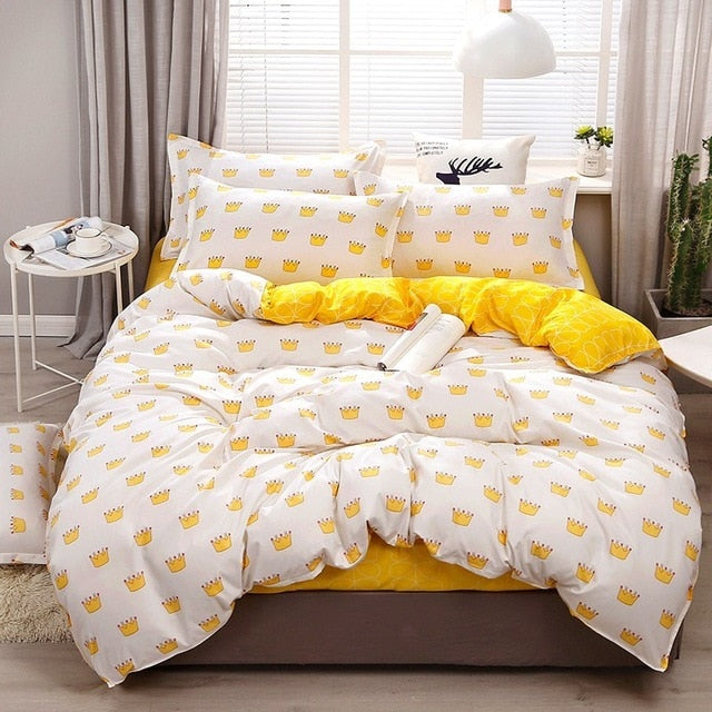 Solstice Cartoon green Printing cat head Children/kid Bedding Sets Duvet Cover Bed Sheet Pillowcase Bed Cover Linens Bedclothes