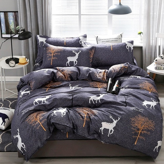Solstice Cartoon green Printing cat head Children/kid Bedding Sets Duvet Cover Bed Sheet Pillowcase Bed Cover Linens Bedclothes