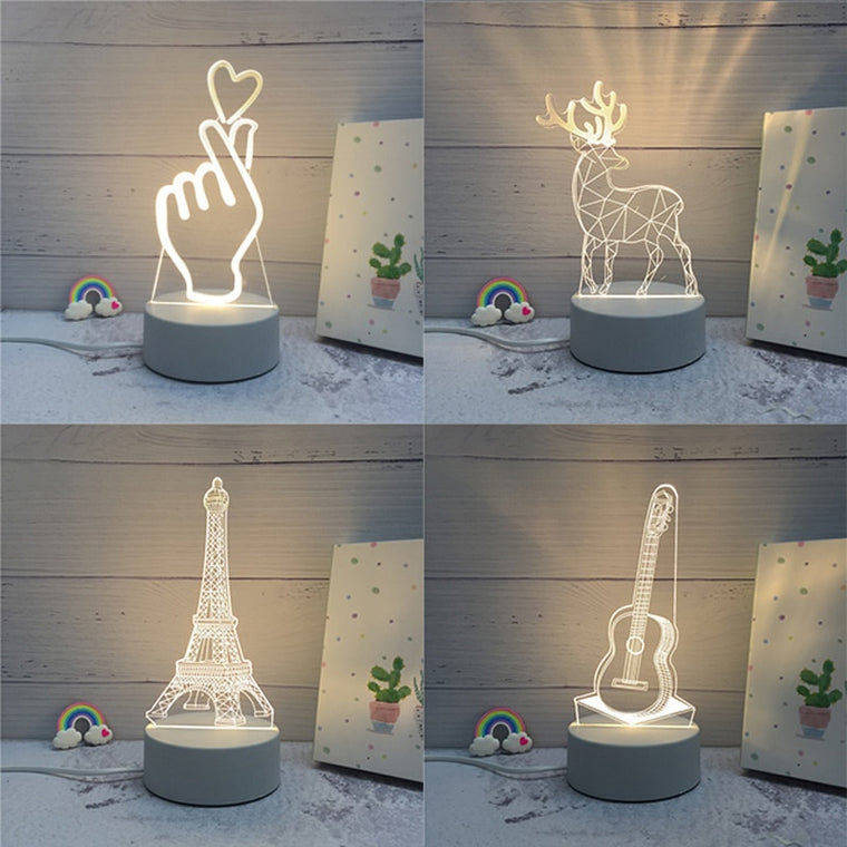 SOLOLANDOR 3D LED Lamp Creative 3D LED Night Lights Novelty Illusion Night Lamp 3D Illusion Table Lamp For Home Decorative Light