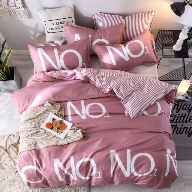 Black star Bed Linen High Quality 3/4pcs Bedding Set duvet Cover Flat bed sheet pillowcase soft Twin Single full queen king