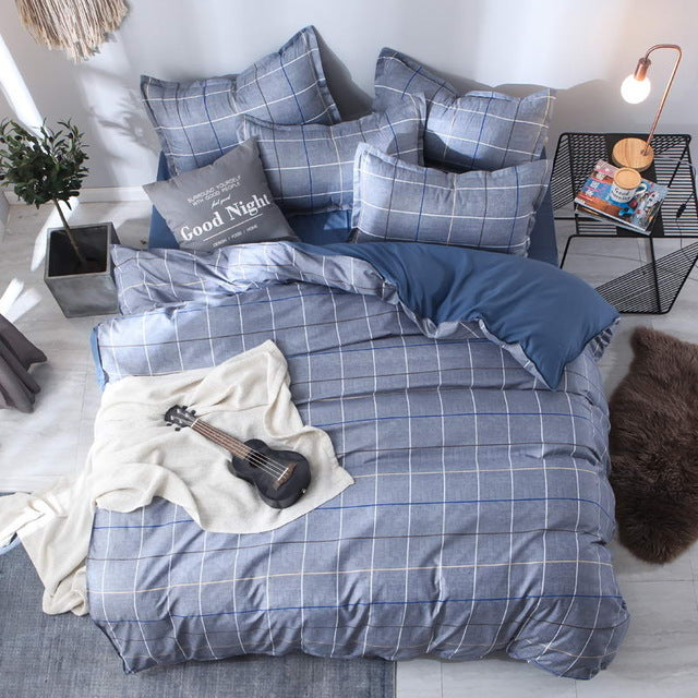 Black star Bed Linen High Quality 3/4pcs Bedding Set duvet Cover Flat bed sheet pillowcase soft Twin Single full queen king