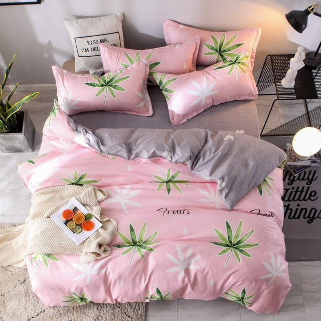 Black star Bed Linen High Quality 3/4pcs Bedding Set duvet Cover Flat bed sheet pillowcase soft Twin Single full queen king