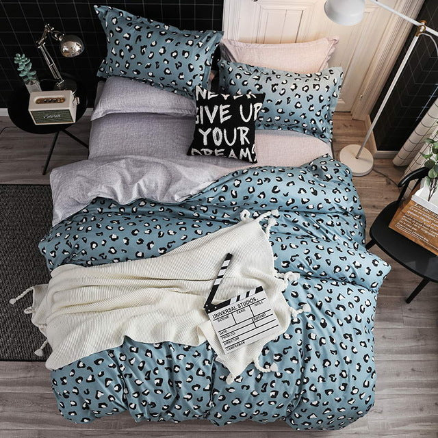 Black star Bed Linen High Quality 3/4pcs Bedding Set duvet Cover Flat bed sheet pillowcase soft Twin Single full queen king