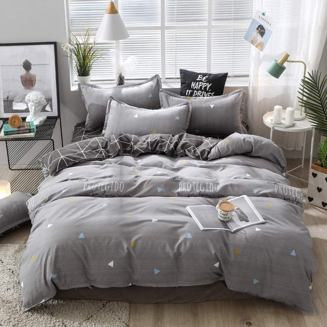 Black star Bed Linen High Quality 3/4pcs Bedding Set duvet Cover Flat bed sheet pillowcase soft Twin Single full queen king