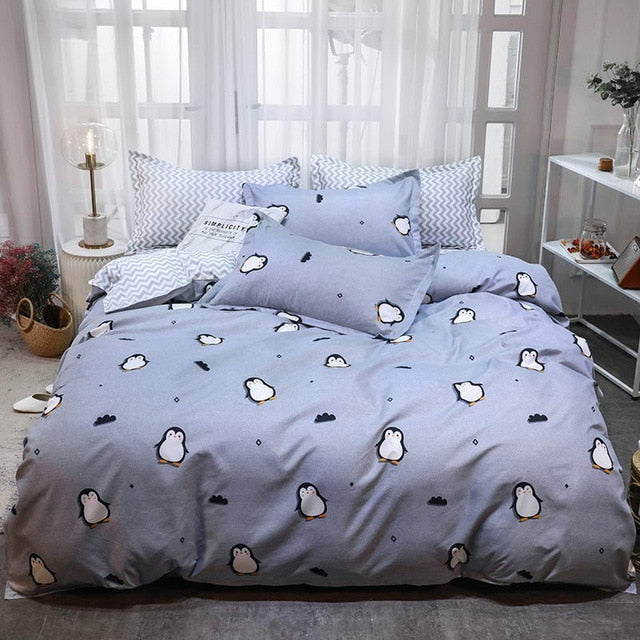 Black star Bed Linen High Quality 3/4pcs Bedding Set duvet Cover Flat bed sheet pillowcase soft Twin Single full queen king