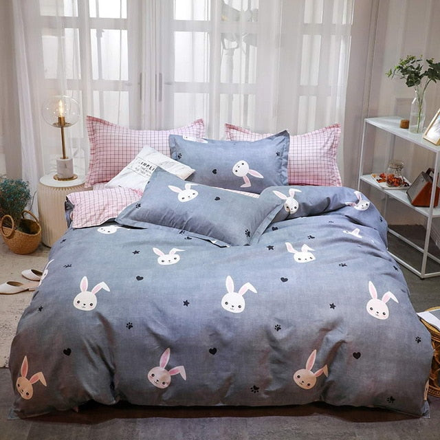 Black star Bed Linen High Quality 3/4pcs Bedding Set duvet Cover Flat bed sheet pillowcase soft Twin Single full queen king