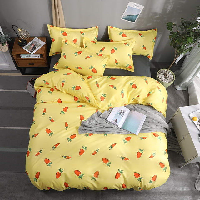 Black star Bed Linen High Quality 3/4pcs Bedding Set duvet Cover Flat bed sheet pillowcase soft Twin Single full queen king