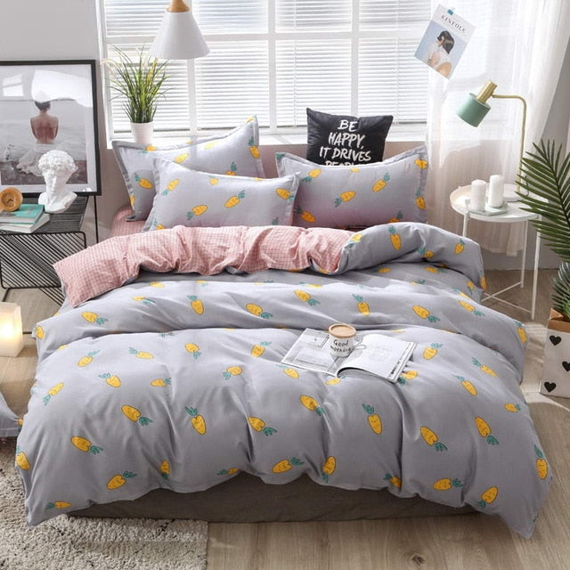 Black star Bed Linen High Quality 3/4pcs Bedding Set duvet Cover Flat bed sheet pillowcase soft Twin Single full queen king