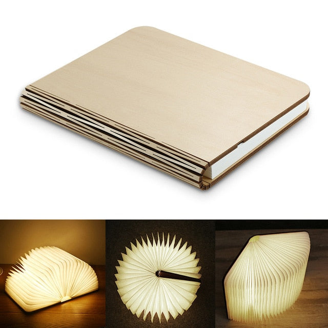 wooden book lamp Portable USB Rechargeable LED Magnetic 3 color Dimmable Foldable Night Light Desk Lamp Home Decor Dropshipping