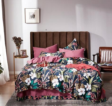 Egyptian Cotton Soft Duvet Cover Fitted/Bed sheet set Multi Color Flamingo Paisley Bedding Set Twin Queen King size 4Pieces