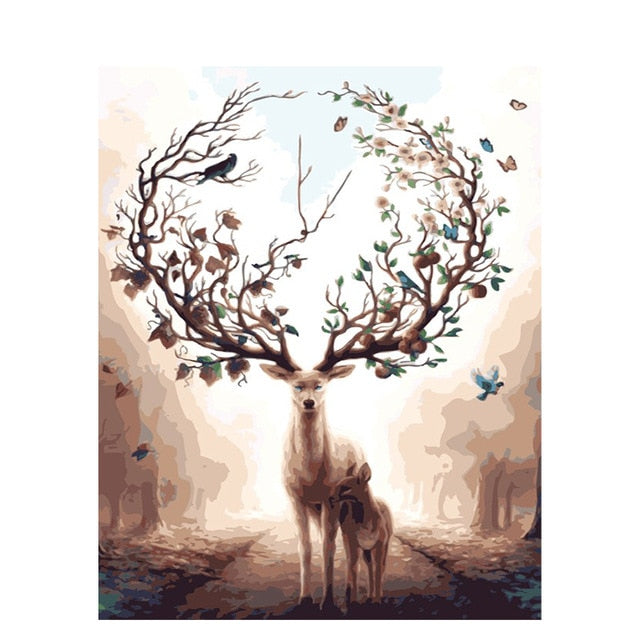 RUOPOTY Frame Abstract Deer DIY Painting By Numbers Animals Modern Home Wall Art Picture By Numbers Acrylic Paint On Canvas Home