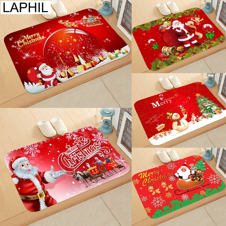 LAPHIL Christmas Decorations for Home Door Mat Floor Carpet Santa Snowman Rugs Xmas Ornaments Christmas Party Gift New Year 2019