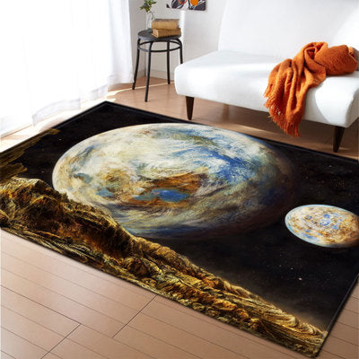 Nordic Carpets Soft Flannel 3D Printed Area Rugs Parlor Galaxy Space Mat Rugs Anti-slip Large Rug Carpet for Living Room Decor
