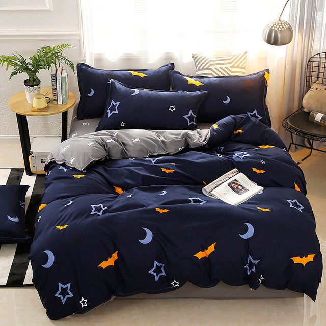 Solstice Cartoon Pink Flamingo Bedding Sets 3/4pcs Geometric Pattern Bed Linings Duvet Cover Bed Sheet Pillowcases Cover Set