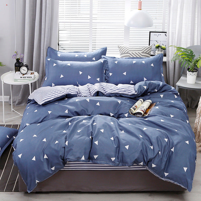 Solstice Cartoon Pink Flamingo Bedding Sets 3/4pcs Geometric Pattern Bed Linings Duvet Cover Bed Sheet Pillowcases Cover Set