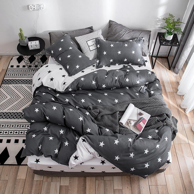 2019 summer bedding set green duvet cover bed set geometric flat sheet reindeer bedclothes 4pcs bed linenset Nordic home textile