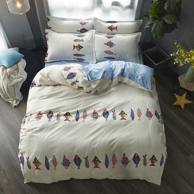 2019 summer bedding set green duvet cover bed set geometric flat sheet reindeer bedclothes 4pcs bed linenset Nordic home textile