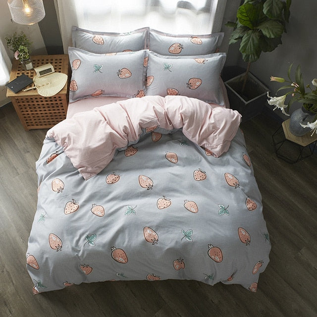 2019 summer bedding set green duvet cover bed set geometric flat sheet reindeer bedclothes 4pcs bed linenset Nordic home textile