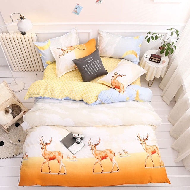 Classic Red Christmas Snowflake Bedding Set Unicorn Bed Linen Duvet Cover Flat Sheet Pillowcase Sets Queen King Twin Full Size