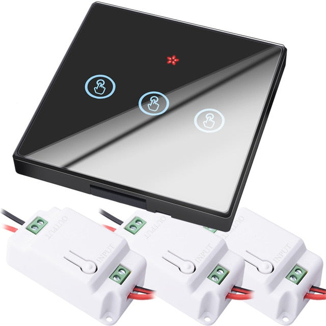 SMATRUL smart home Wireless touch Switch Light RF Remote Control Glass Screen 1 2 3 gang Wall Panel button Receiver led Lamp