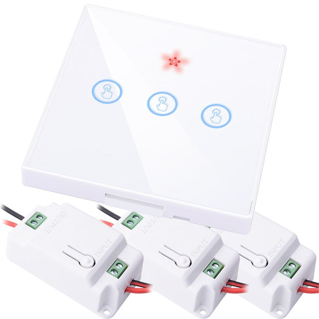 SMATRUL smart home Wireless touch Switch Light RF Remote Control Glass Screen 1 2 3 gang Wall Panel button Receiver led Lamp