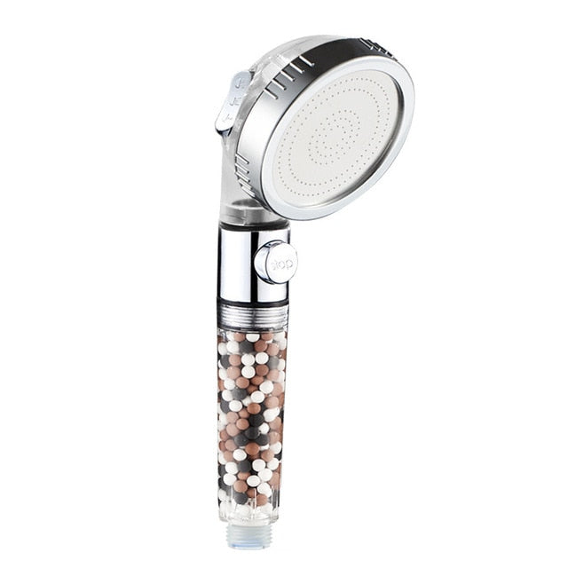 ZhangJi Bathroom 3-Function SPA shower head with switch on/off button high Pressure Anion Filter Bath Head Water Saving Shower