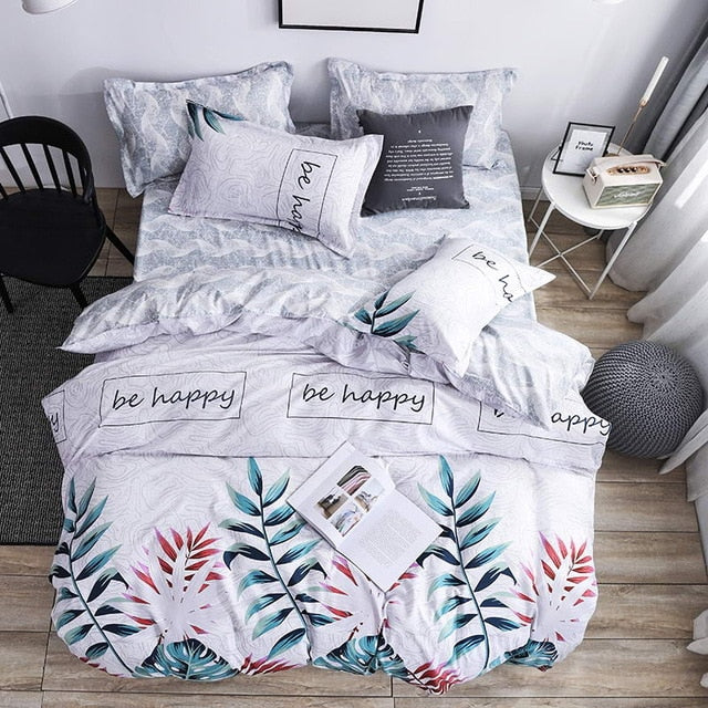 Black star Bed Linen High Quality 3/4pcs Bedding Set duvet Cover Flat bed sheet pillowcase soft Twin Single full queen king
