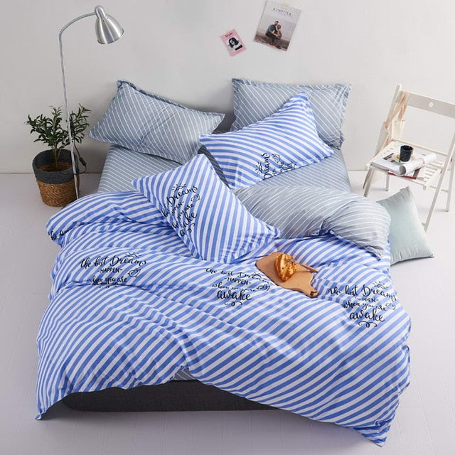 Black star Bed Linen High Quality 3/4pcs Bedding Set duvet Cover Flat bed sheet pillowcase soft Twin Single full queen king