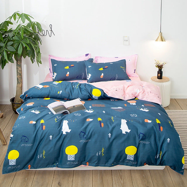 Solstice Home Textile Cartoon Polar bear Bedding Sets Children's Beddingset Bed Linen Duvet Cover Bed Sheet Pillowcase/bed Sets