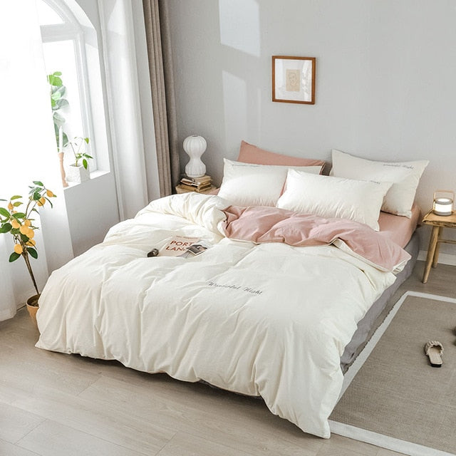 Alanna fashion bedding set Pure cotton A/B double-sided pattern Simplicity Bed sheet, quilt cover pillowcase 4-7pcs