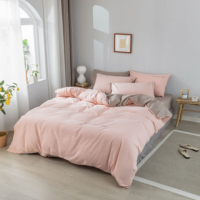 Alanna fashion bedding set Pure cotton A/B double-sided pattern Simplicity Bed sheet, quilt cover pillowcase 4-7pcs