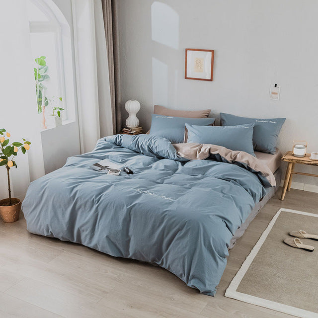 Alanna fashion bedding set Pure cotton A/B double-sided pattern Simplicity Bed sheet, quilt cover pillowcase 4-7pcs