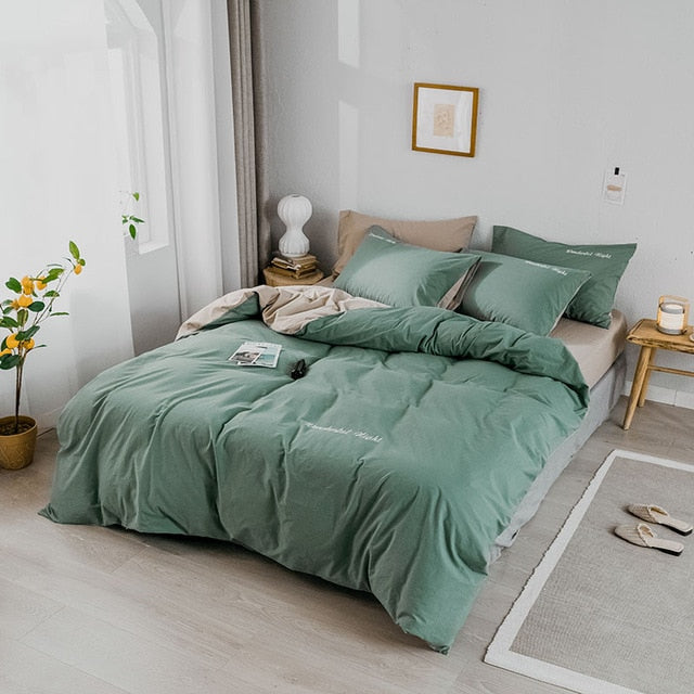 Alanna fashion bedding set Pure cotton A/B double-sided pattern Simplicity Bed sheet, quilt cover pillowcase 4-7pcs