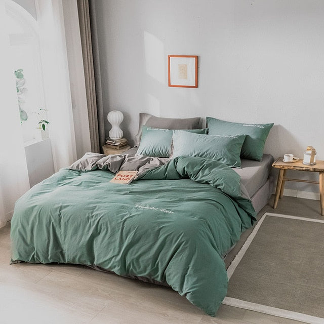 Alanna fashion bedding set Pure cotton A/B double-sided pattern Simplicity Bed sheet, quilt cover pillowcase 4-7pcs