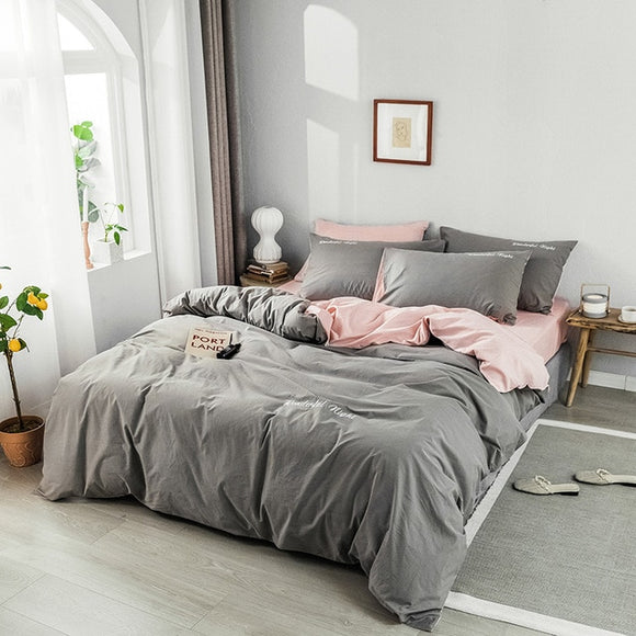 Alanna fashion bedding set Pure cotton A/B double-sided pattern Simplicity Bed sheet, quilt cover pillowcase 4-7pcs