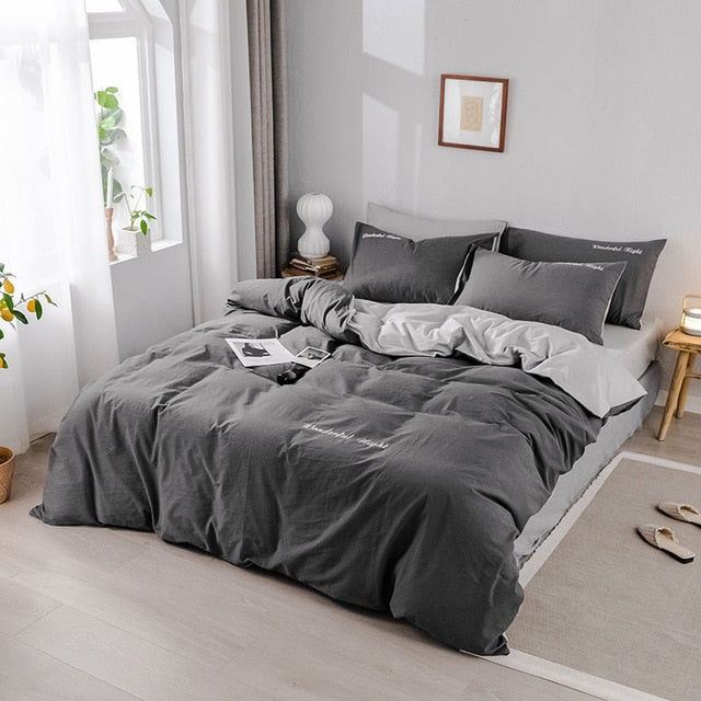 Alanna fashion bedding set Pure cotton A/B double-sided pattern Simplicity Bed sheet, quilt cover pillowcase 4-7pcs